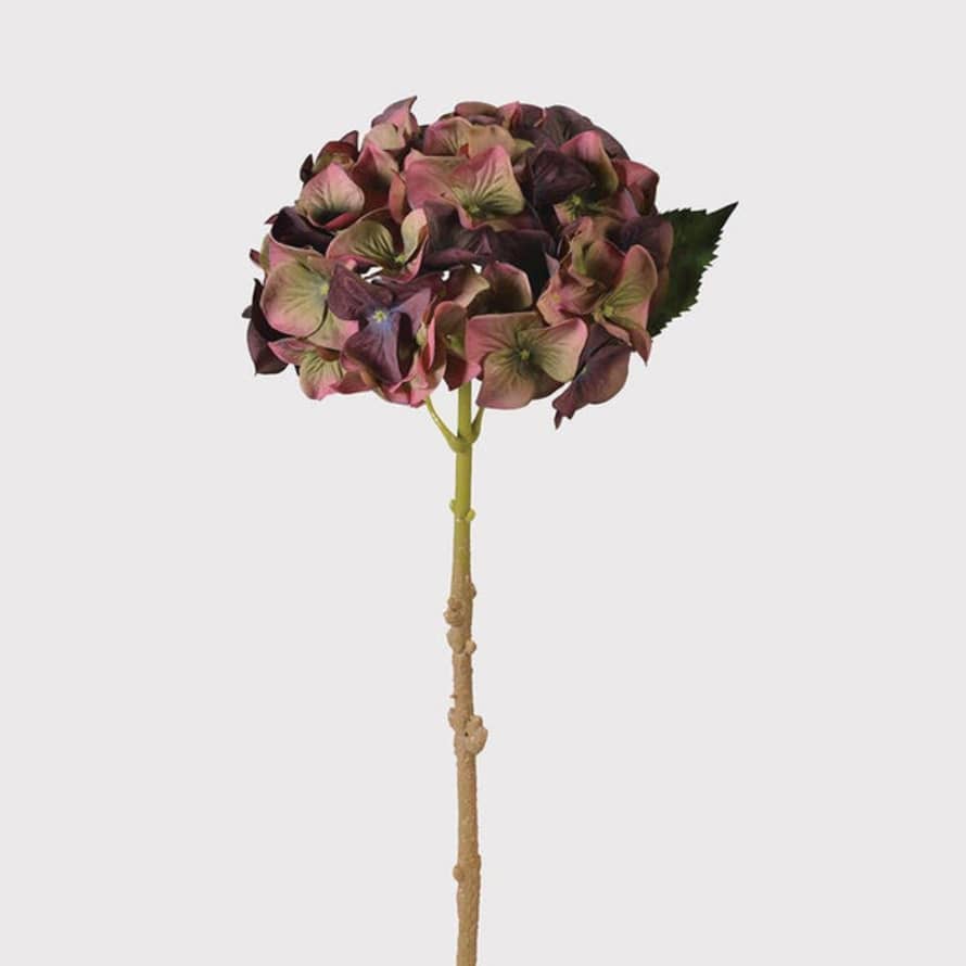 Real Feel Hydrangea Flower Stem - Wine Coloured