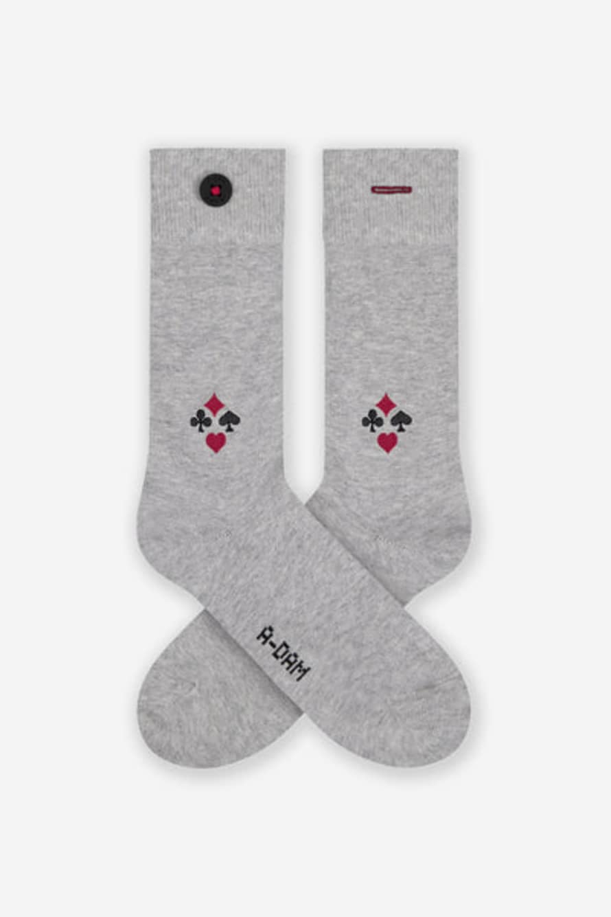 A-dam Poker Grey Melange Socks