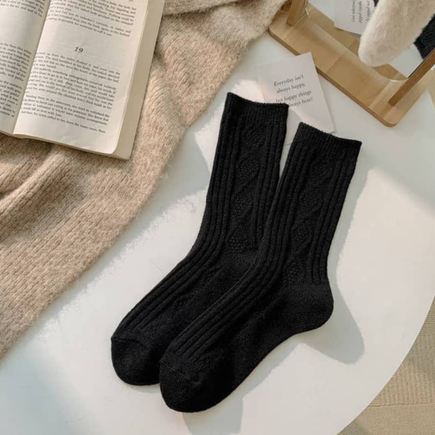 Happy Knits Warm Knitted Cashmere Crew Cozy Socks For Women