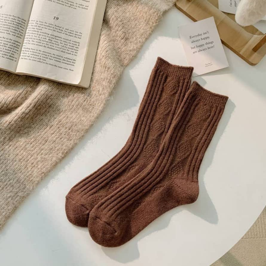 Happy Knits Warm Knitted Cashmere Crew Cozy Socks For Women