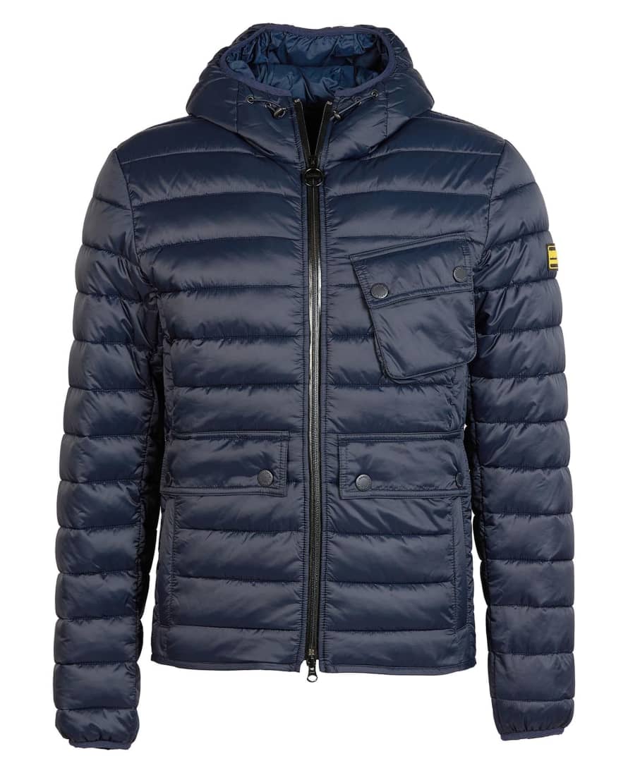 Barbour  Navy Racer Ouston Quilted Hooded Jacket