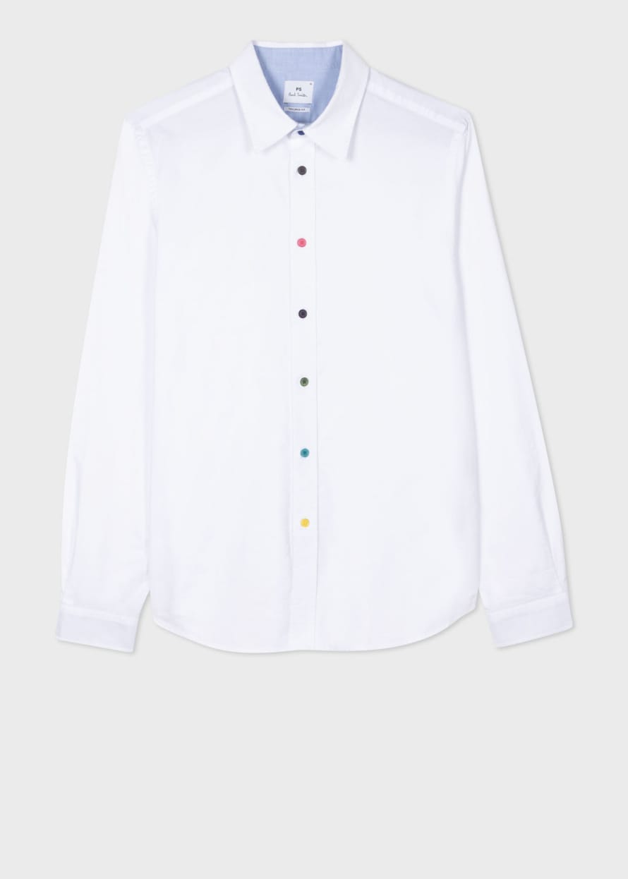 Paul Smith Multi Colour Button Classic Shirt Size: L, Col: White