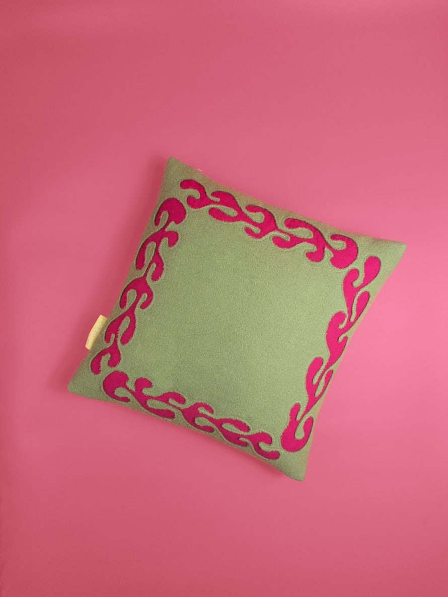 Lorouc Matisse Branch Cushion - Green And Pink