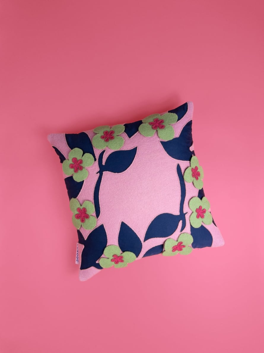 Lorouc Flower Crown Cushion - Dusky Pink