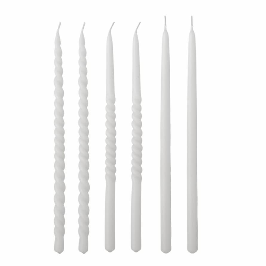 Bloomingville Twist Candles, White, Set Of 6