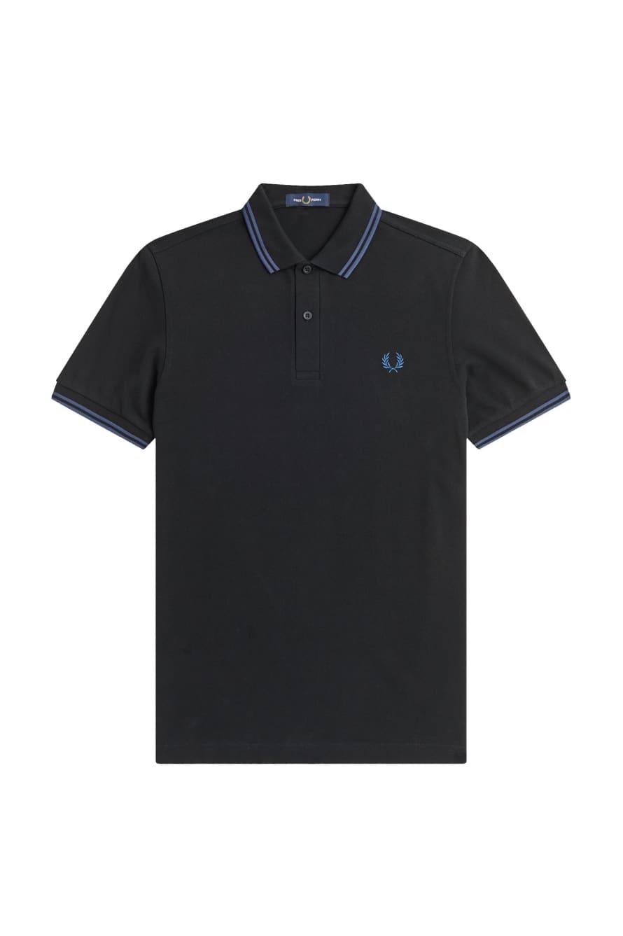 Fred Perry Slim Fit Twin Tipped Polo Black / Midnight Blue / Midnight Blue