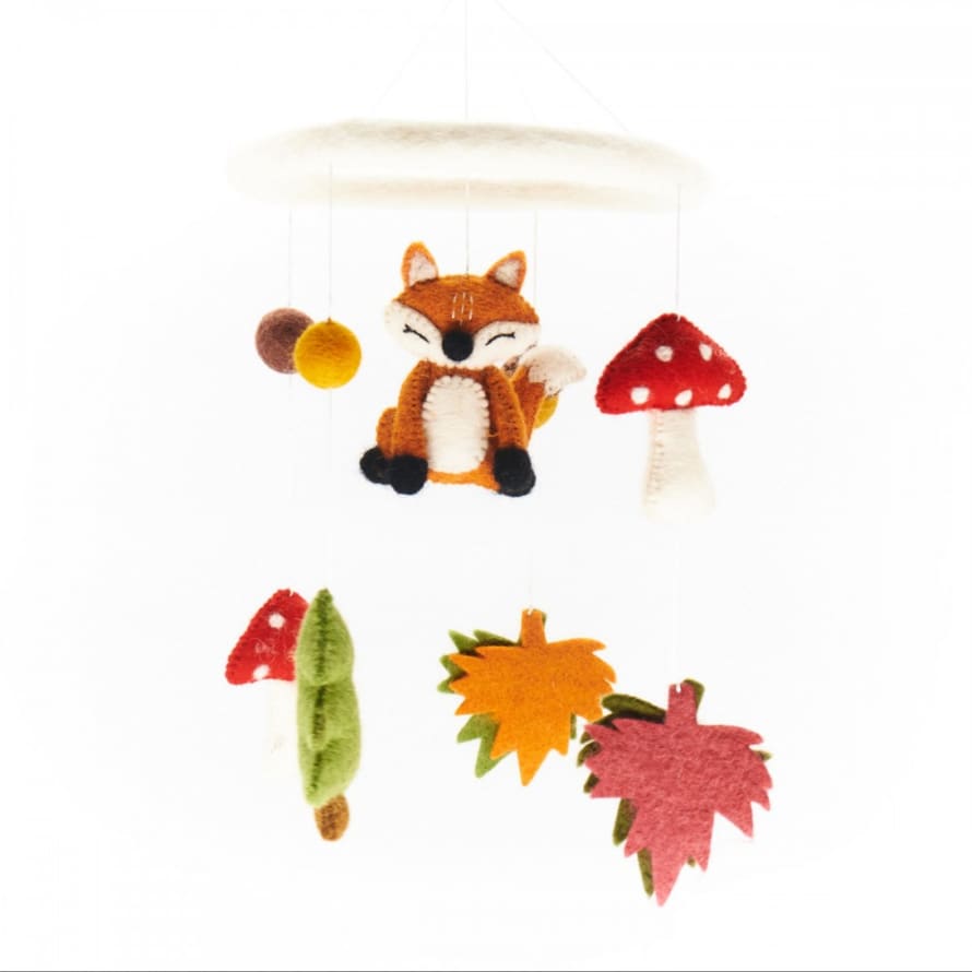 Sjaal met Verhaal Wool Felt Mobile Forrest theme with Fox