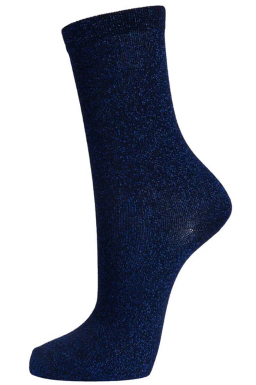 Miss Shorthair Ltd Miss Shorthair 4898brb Royal Blue All Over Glitter Socks