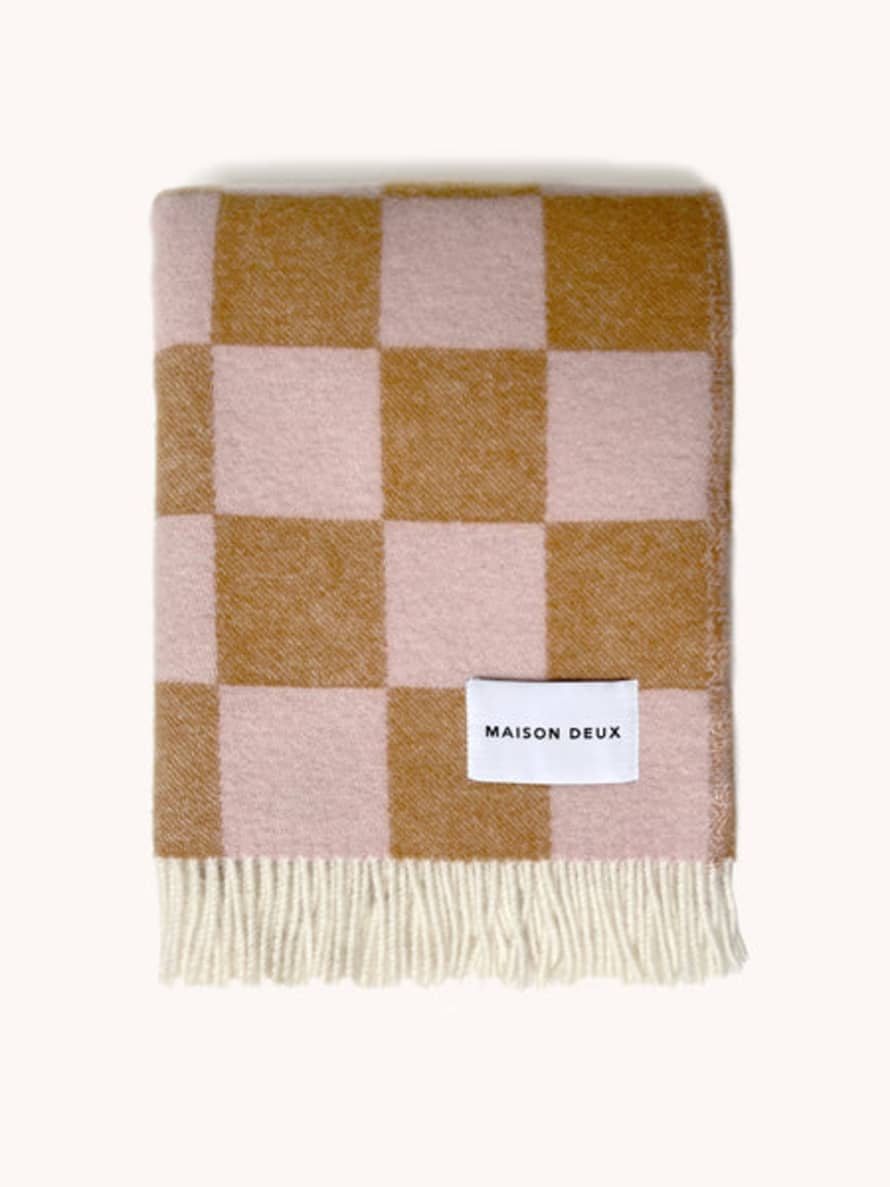 MAISON DEUX Checkerboard Blanket Terra Pink