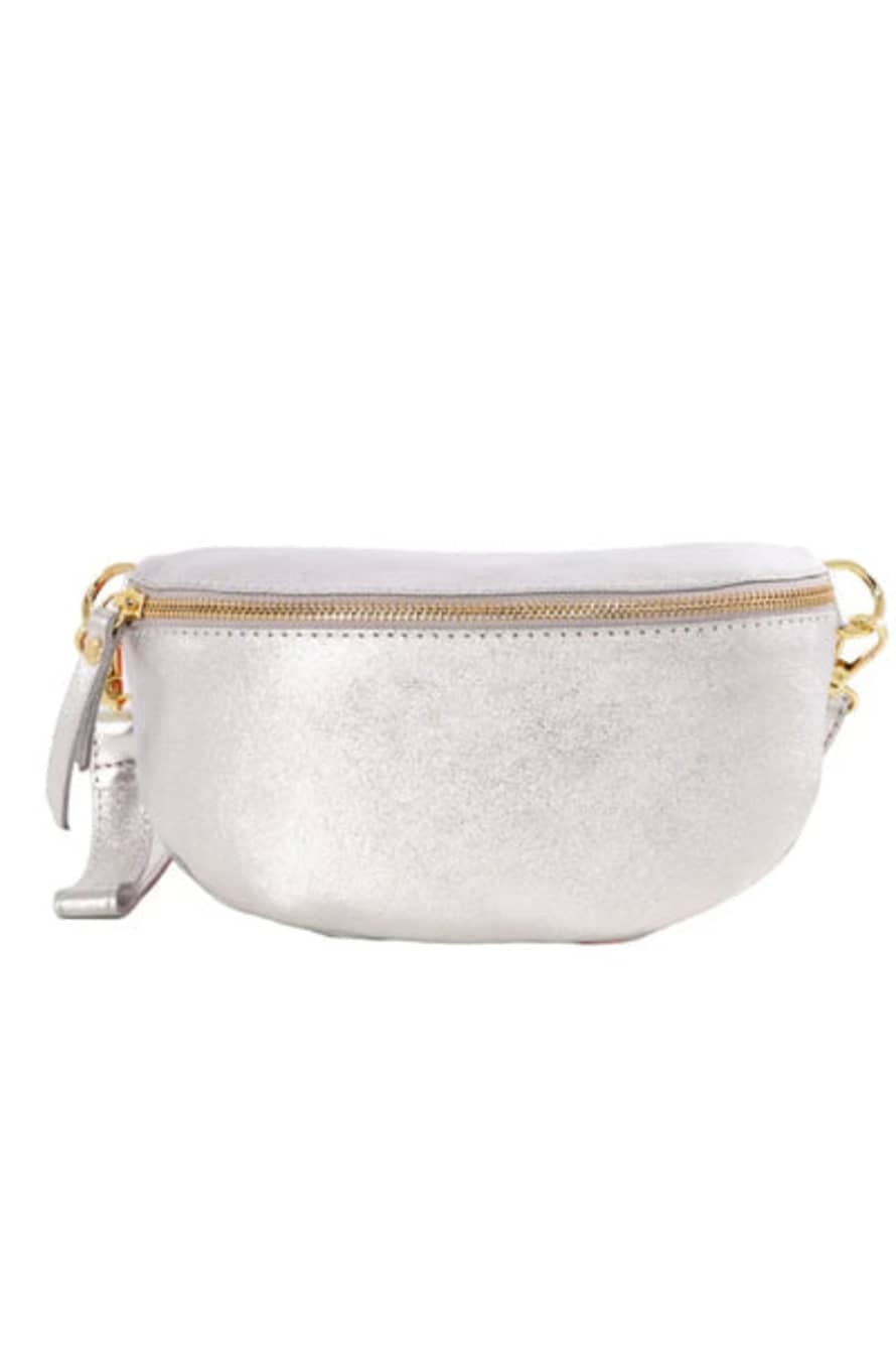 Miss Shorthair Ltd Miss Shorthair 6422si Silver Italian Leather Half Moon Crossbody Bag