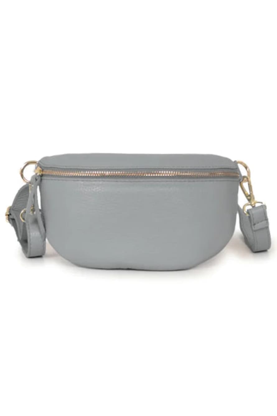 Miss Shorthair Ltd 6422lg Light Grey Italian Leather Half Moon Crossbody Bag
