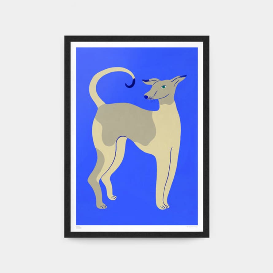 Agathe Singer A2 Unframed Young Dog On Blue Print