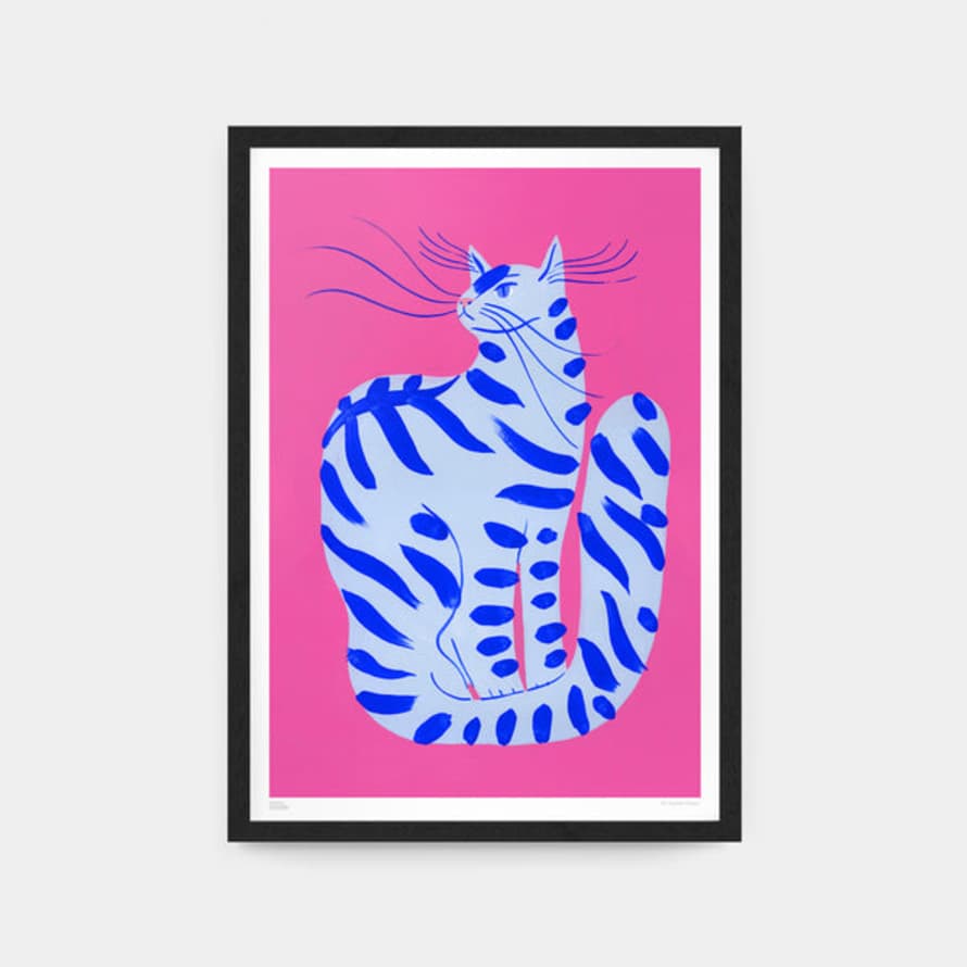 Agathe Singer A2 Unframed Cat with Stripes Print