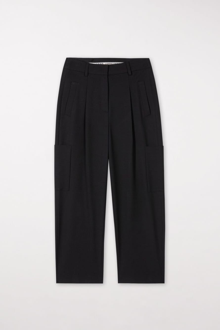 Luisa Cerano High Waist Cargo Style Trousers Size: 8, Col: Black