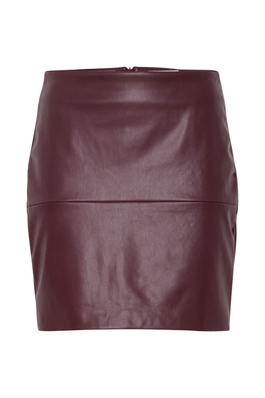 ICHI Comano Short Faux Leather Skirt Port Royale 20115987