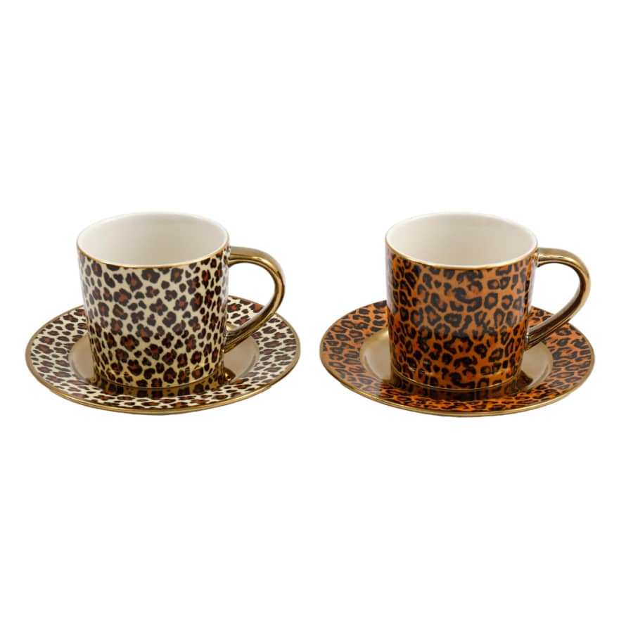 Temerity Jones Leopard Print Cup & Saucer Set : Cream or Brown