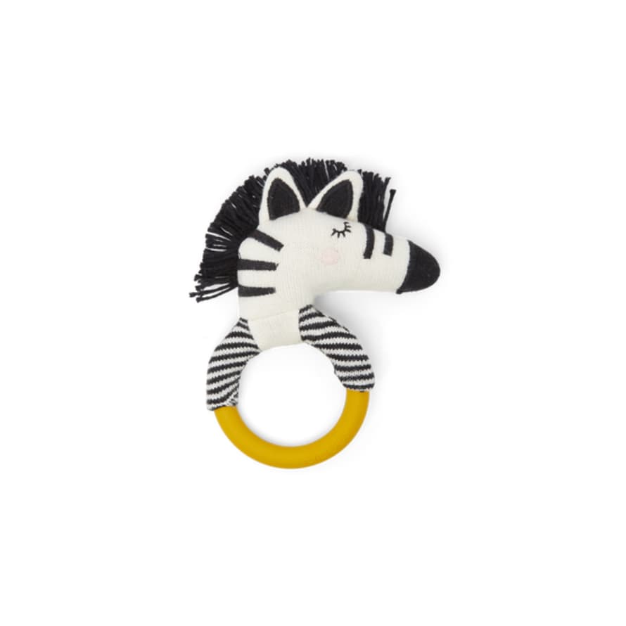 Sophie Home Cotton Knit & Silicone Teether Rattle - Zebra