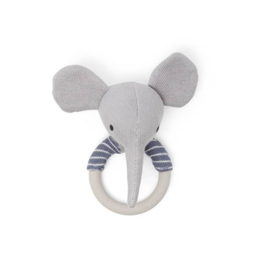 Sophie Home Cotton Knit & Silicone Teether Rattle - Elephant