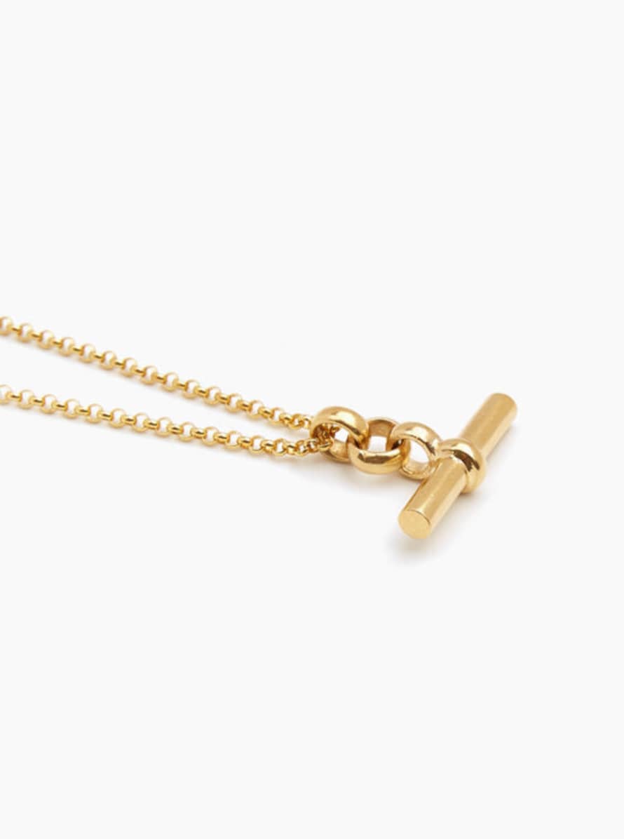 Tilly Sveaas Gold T Bar Curb Link Necklace