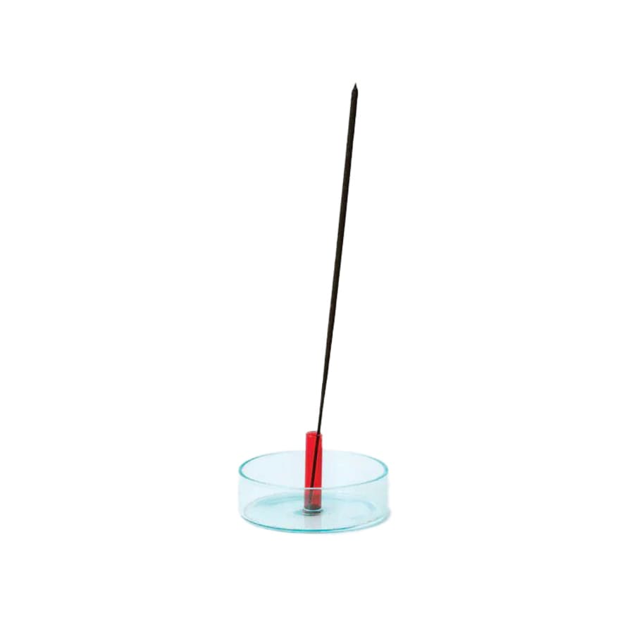 Block Design Duo Tone Glass Incense Holder in Red and Blue