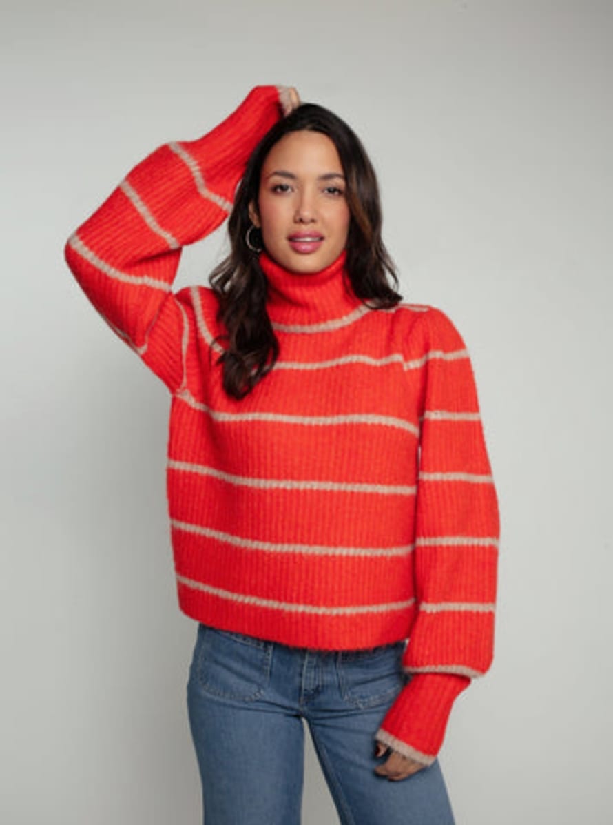 Nooki Design Chiara Knitted Stripe Jumper-orange