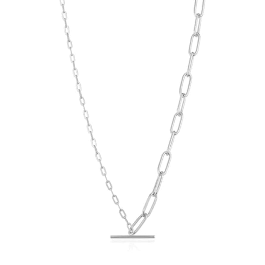 Ania Haie Mixed Link T Bar Silver Necklace
