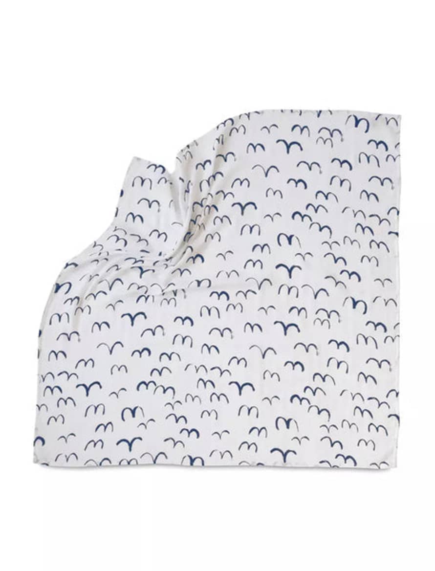 Fine Little Day Muslin Blanket Birds, Midnight Blue 120cm X 120cm