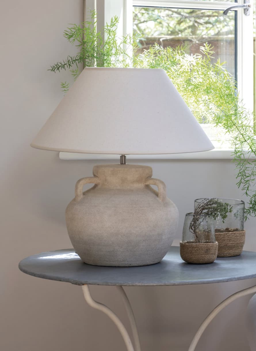 Grand Illusions Amphora - Stoneware Lamp With Cream Shade