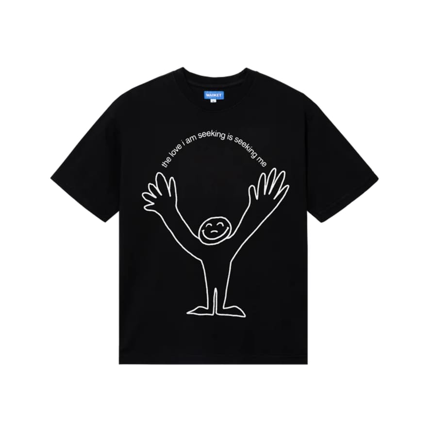 Market Seek Love T-Shirt - Washed Black