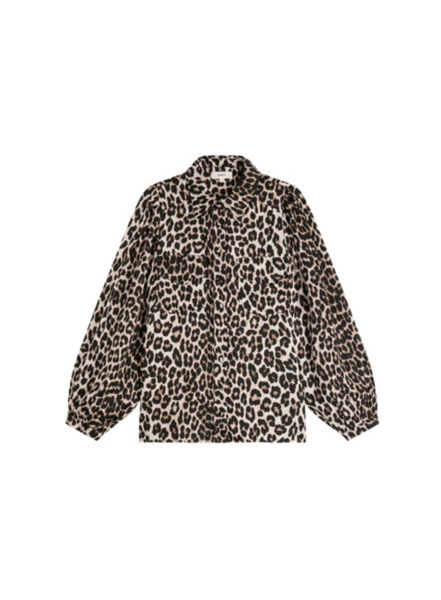 SUNCOO Lanna Shirt In Beige Leopard