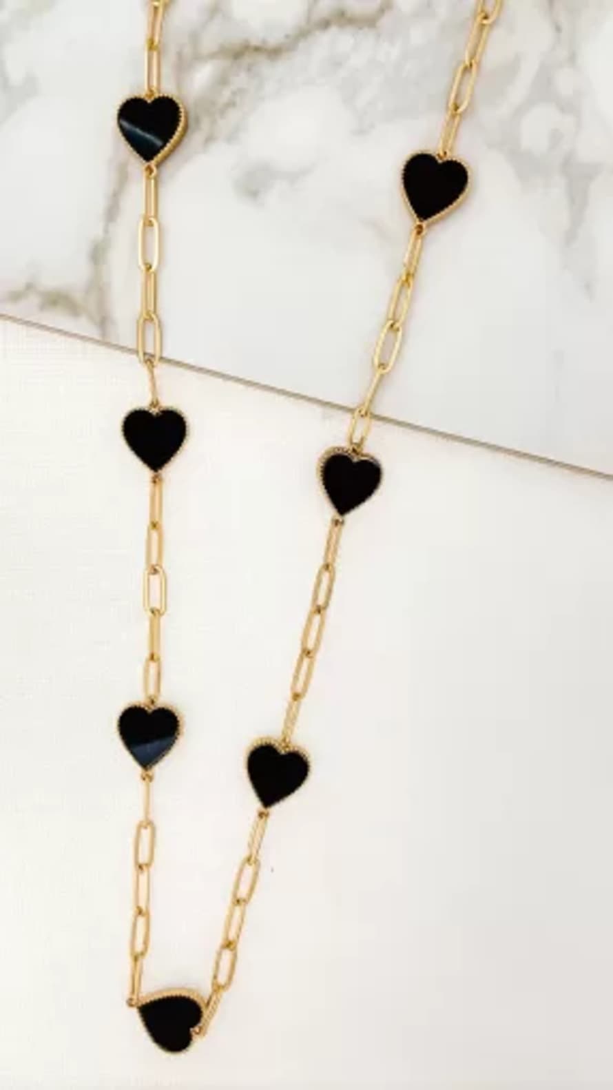 Envy Black and Gold Multi Heart Necklace