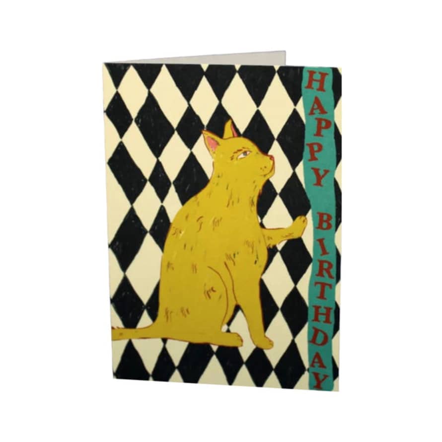 Ark Colour Design Birthday Card Checkerboard Cat
