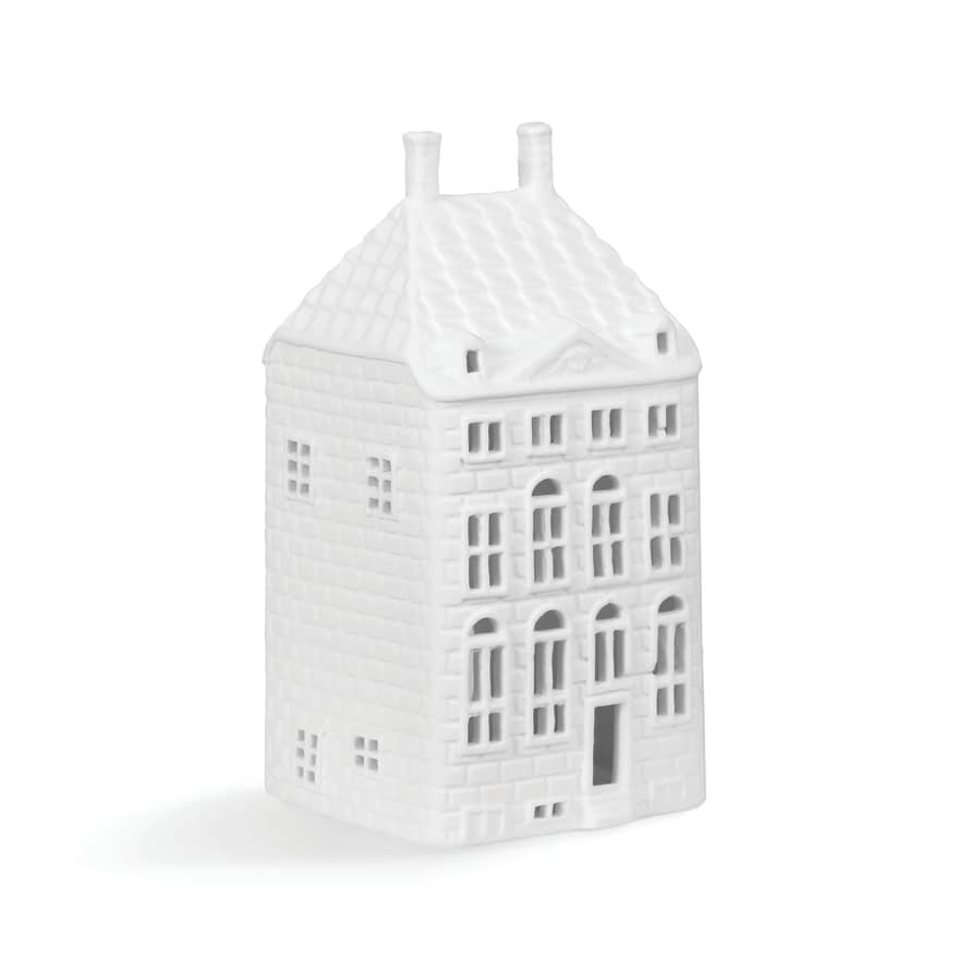 &klevering LARGE WHITE AMSTERDAM CANAL HOUSE TEALIGHT HOLDER | REMBRANDTHUIS