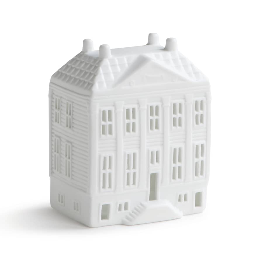 &klevering LARGE WHITE AMSTERDAM CANAL HOUSE TEALIGHT HOLDER | MANSION