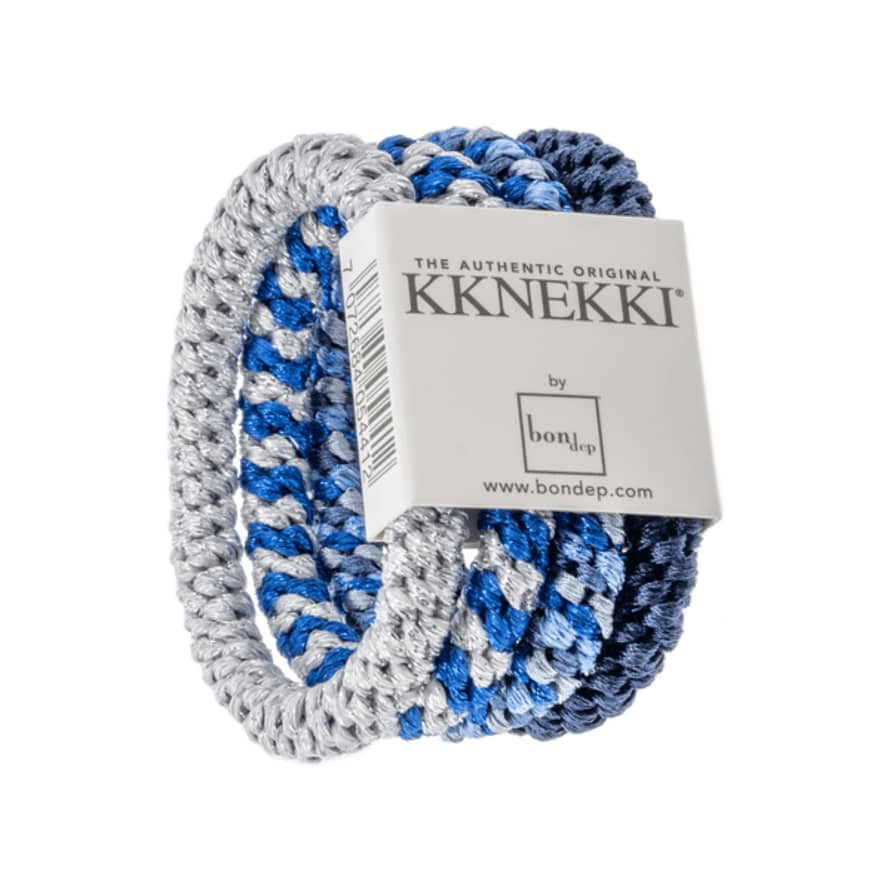 Bon Dep Set of 4 Blue and Silver Kknekki Hair Ties