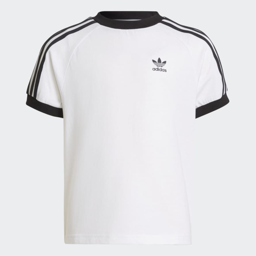 Adidas White Adicolor 3 Striped T Shirt