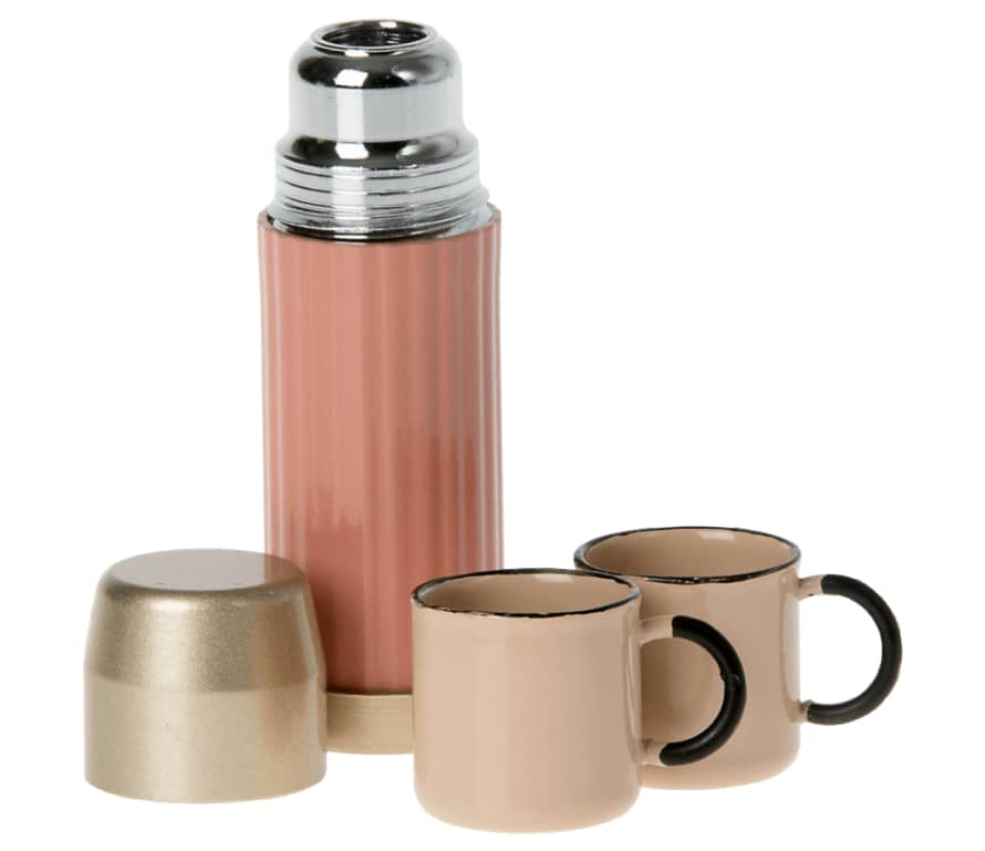 Maileg Thermos And Cups- Soft Coral