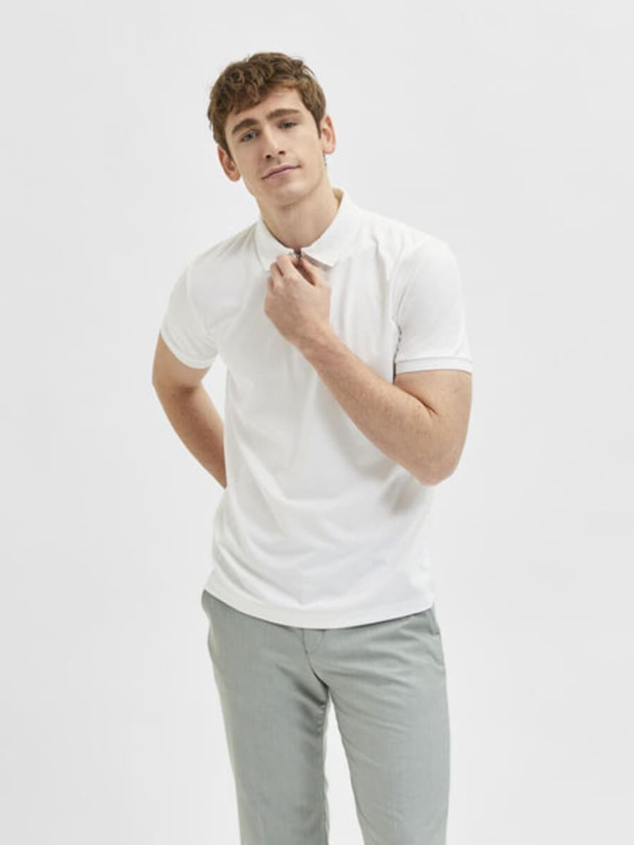 Selected Homme Fave Polo Shirt In Cloud Dancer