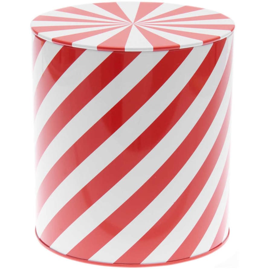 Rico Design Storage Tin With Lid - Red And White Circus Stripes