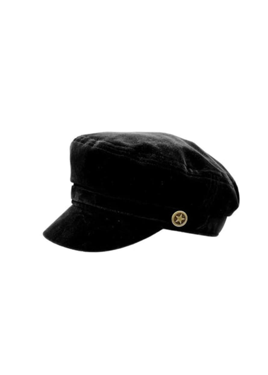 Nooki Design Hailey Velvet Baker Boy Hat - Black