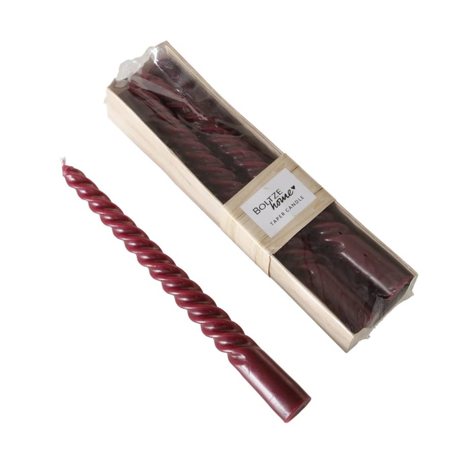 &Quirky Dark Red Twisto Taper Candles : Pack of 6