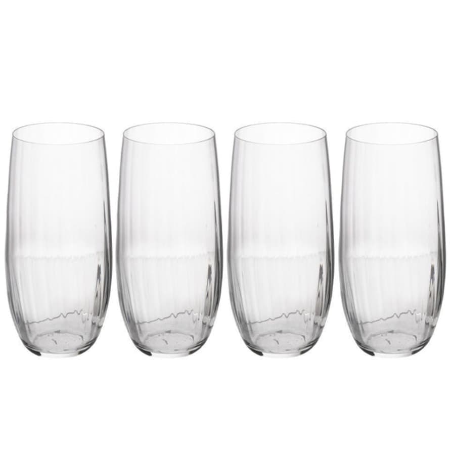 Distinctly Living Set Of 4 Crystal Glass Hi-ball Glasses
