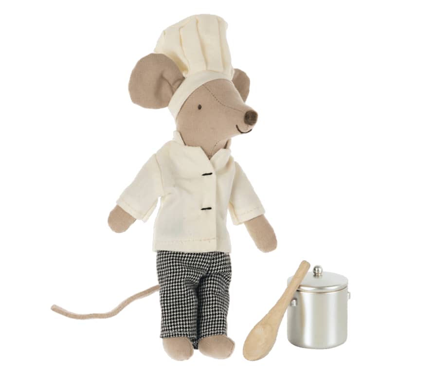 Maileg Chef Mouse With Soup Pot & Spoon