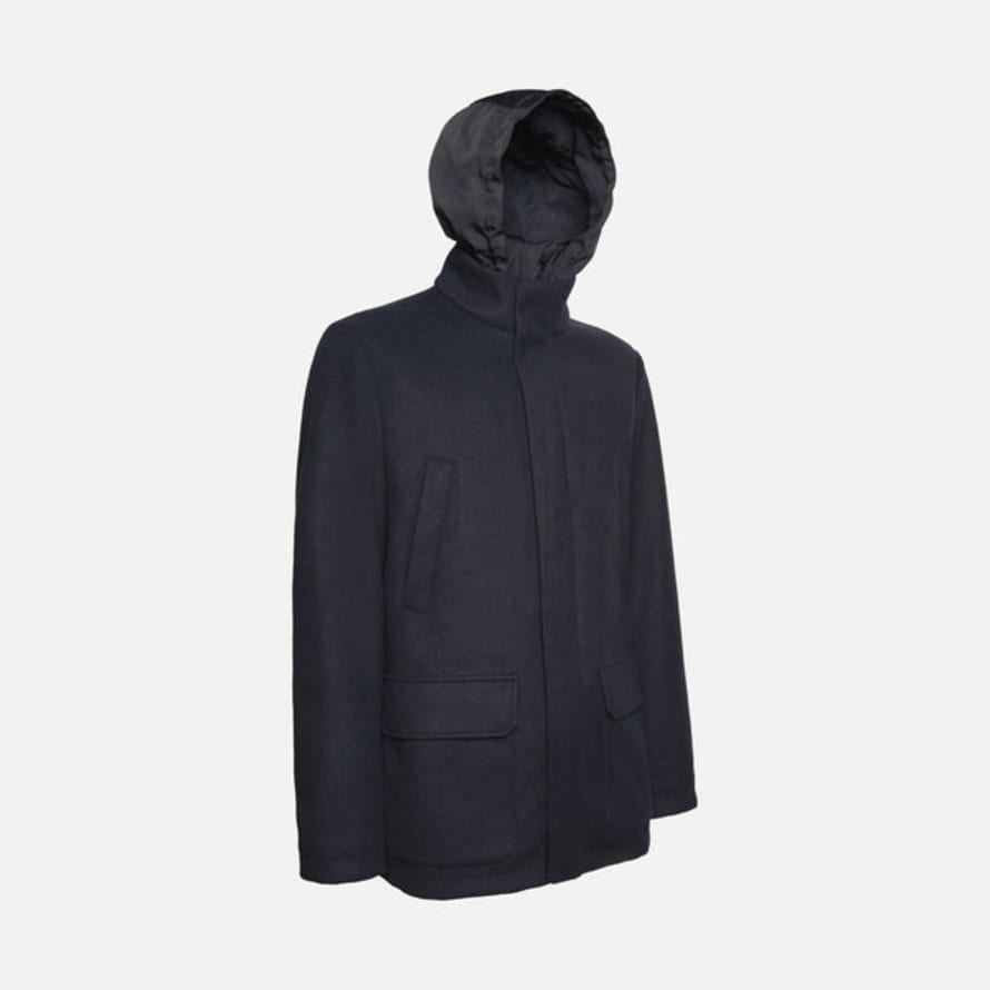 GEOX - Monreale Mid Length Coat In Hi-tech Fabric In Dark Sky Captain Blue M3615bt3028f1624