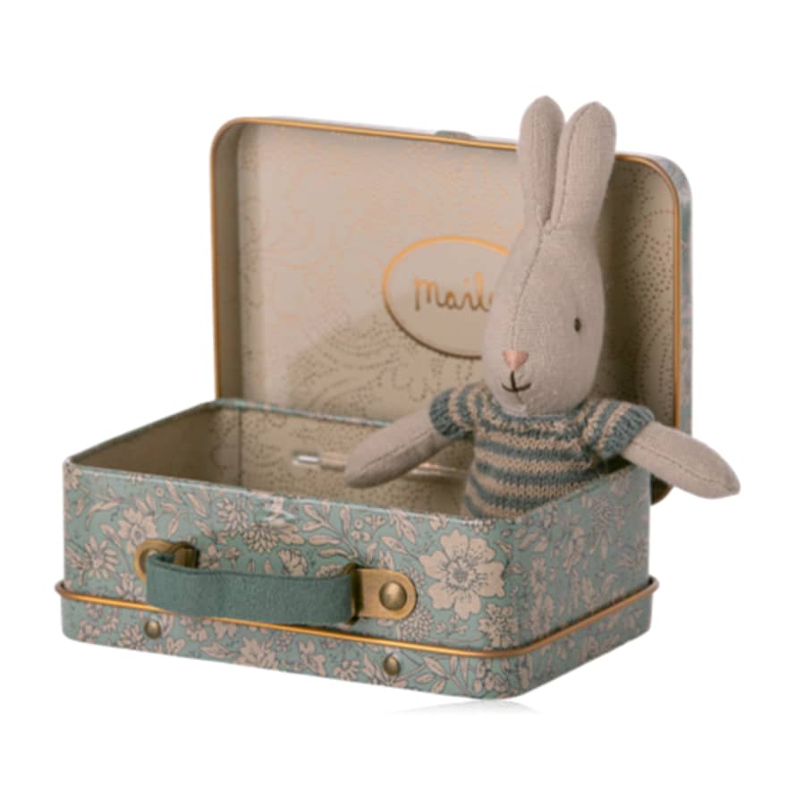 Maileg Micro Rabbit In Suitcase Dark Blue