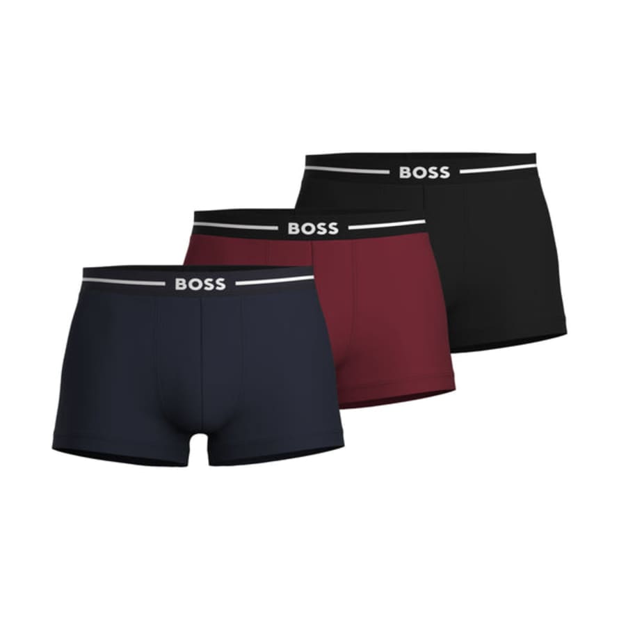 Hugo Boss Boss - 3-pack Of Organic Stretch Cotton Trunks With Logo Waistbands 50499390 970