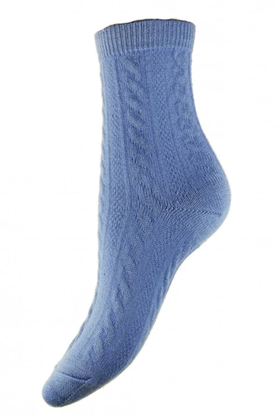 Joya Blue Cable Knit Wool Blend Socks