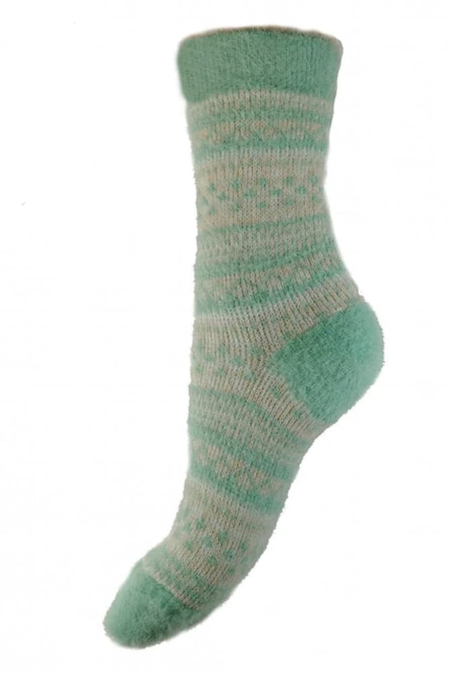 Joya Green Patterned Wool Blend Socks