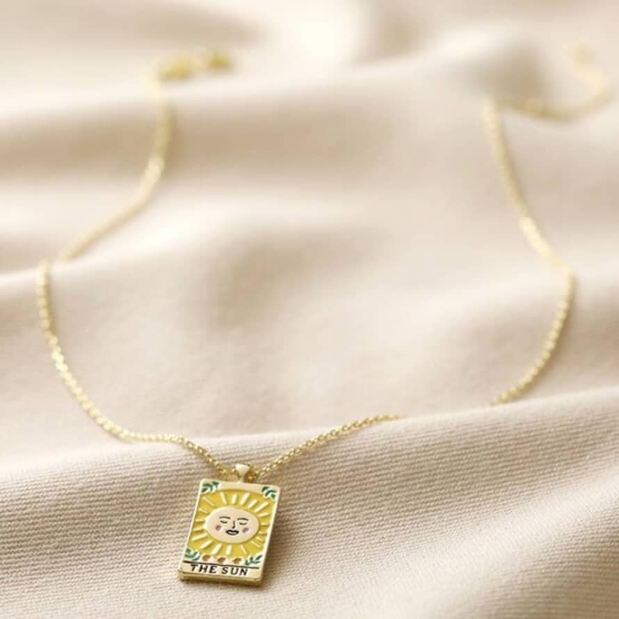 Lisa Angel Enamel Sun Tarot Card Necklace in Gold