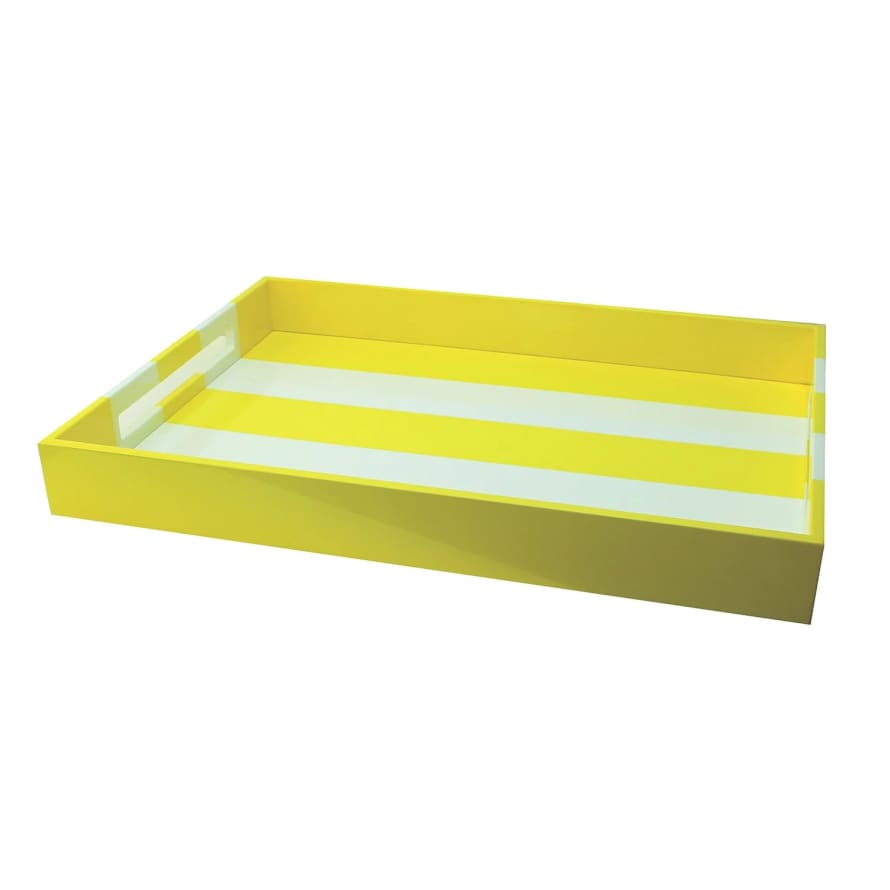 Addison Ross Yellow Striped Large Lacquered Ottoman Tray